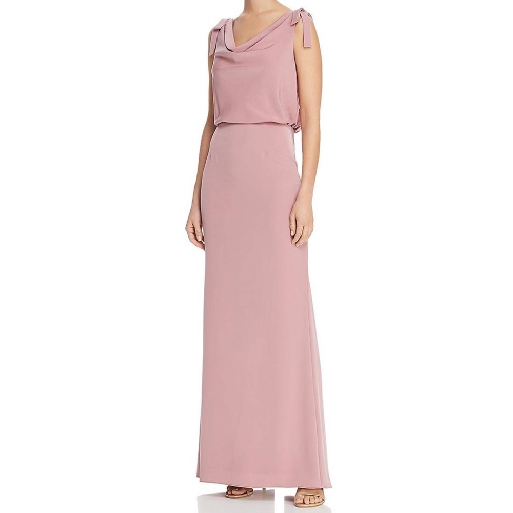 Adrianna Papell Blouson Cowlneck Gown